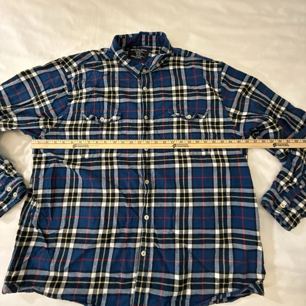 Nautica Jeans Co Men's 3XL Plaid Flannel Shirt Button Down‎